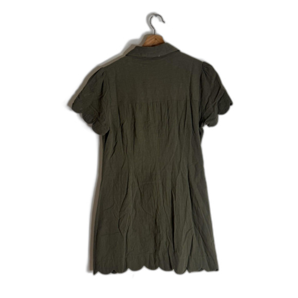Louche Dress Womens XL US 12 Olive Green Marin Button Front Scallop Hem Collared - Picture 9 of 11